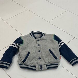 Le Top Gray and Navy bomber varsity Jacket Sherpa linen 24m